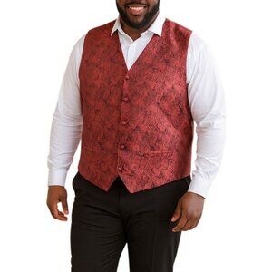 Daniel Ellissa Size Medium Vest Red Paisley Formal Sleek Adjustable Back Strap